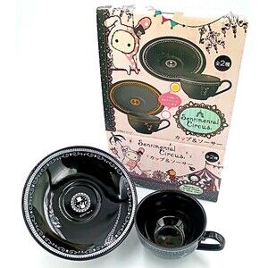 2011 Sentimental Circus Shappo Black Cup Saucer Set San-X Goth Girl Kawaii Anime